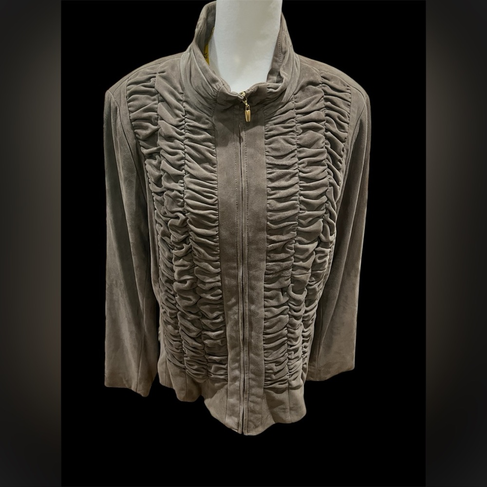 St. John suede jacket, taupe, size large
